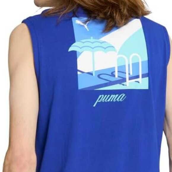 NWT 3XL PUMA Men’s Essentials Resort Sleeveless T-Shirt – Vivid Blue - Picture 2 of 3
